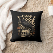 Halloween F-Caw-F Raven Bird F-Caw-F Crow Checkere クッション (ブランケット)