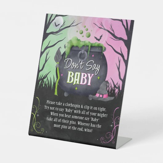 Halloween Fall Don't Say Baby Baby Shower Sign 台座サイン (正面)
