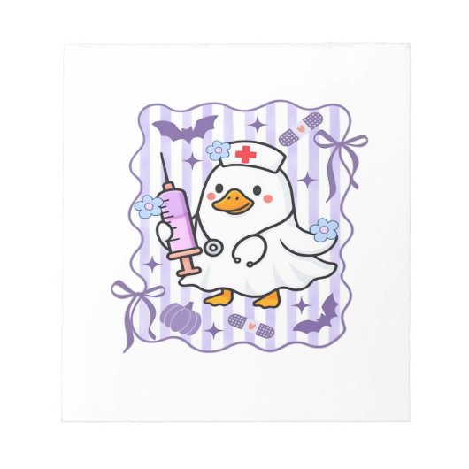 Halloween Fall Purple Coquette Goose Nurse Aesthet ノートパッド (正面)