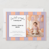 Halloween First Birthday Invitation | Cute Pumpkin 招待状 (正面)