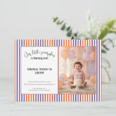 Halloween First Birthday Invitation | Cute Pumpkin 招待状 (スタンド正面)