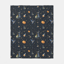 Halloween Fleece Blanket — Witch Hats & Cauldrons フリースブランケット