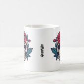 Halloween Floral Skull Roses Custom Name Tasse コーヒーマグカップ (中央)