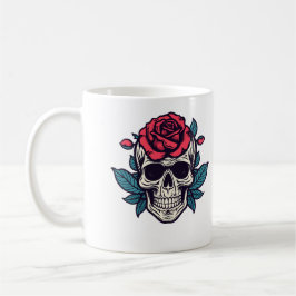 Halloween Floral Skull Roses Custom Name Tasse コーヒーマグカップ