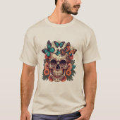 Halloween Floral Skull Tシャツ (正面)