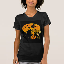 Halloween flying witch ghosts and skeletons tシャツ