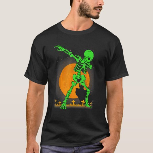Halloween  For Boys Kids Girl Dabbing Skeleton Cos Tシャツ (正面)