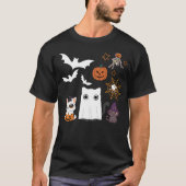 halloween for Cat Cute Kitten Skeleton Ghost Funny Tシャツ (正面)