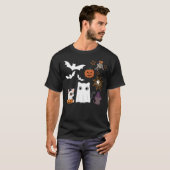 halloween for Cat Cute Kitten Skeleton Ghost Funny Tシャツ (正面フル)