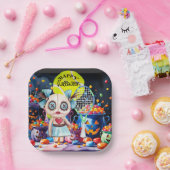 Halloween for Tennis Player with racket ペーパープレート (パーティー)