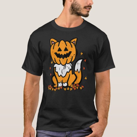 Halloween Fox Pumpkin Fall Autumn Costume Kids Wom Tシャツ (正面)
