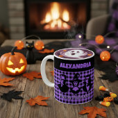 Halloween Frankenstein Witch Vampire Purple Plaid コーヒーマグカップ
