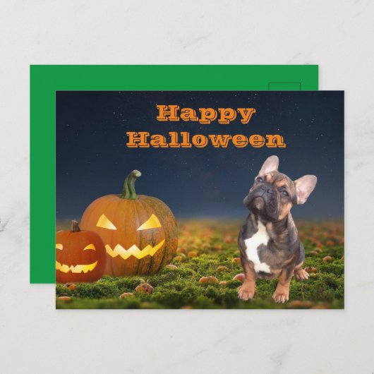 Halloween französische Bulldogge Postkarte ポストカード (正面/裏面)