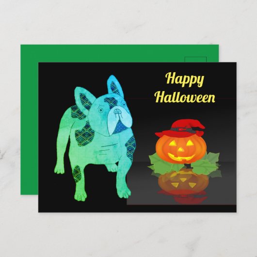 Halloween französische Bulldogge Postkarte ポストカード (正面/裏面)