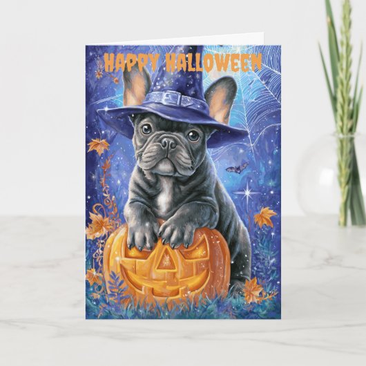 Halloween French Bulldog Dog シーズンカード (正面)