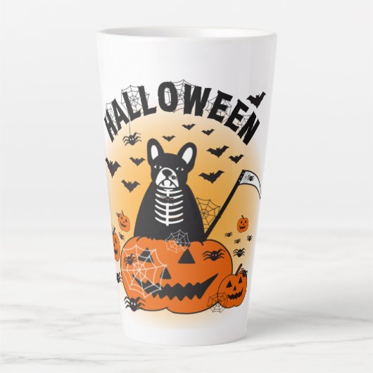 Halloween Frenchie カフェラテマグ (正面)