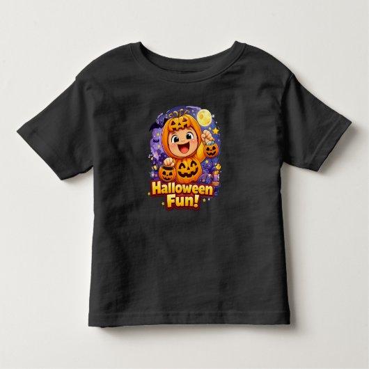 Halloween Fun Cute Baby Pumpkin Illustration トドラーTシャツ (正面)
