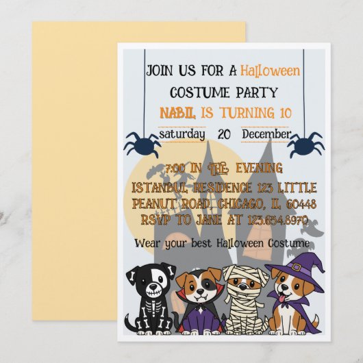 Halloween Fun Spooky Costume Party Design for Kids 招待状 (正面/裏面)