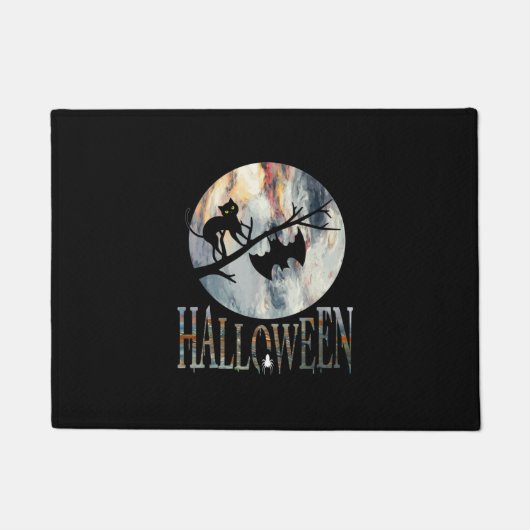 Halloween Funny Cat Halloween Birthday ドアマット (正面)