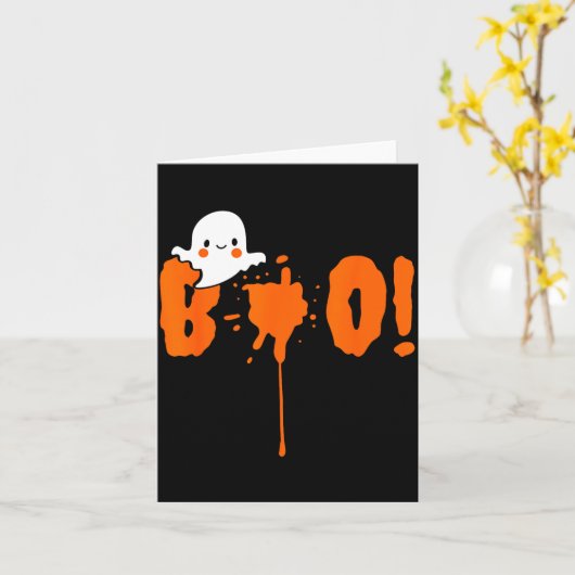 Halloween Funny Cute Ghost Boo! Design Gift カード (黄色い花)