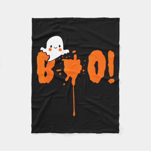 Halloween Funny Cute Ghost Boo! Design Gift フリースブランケット (正面)