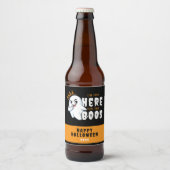 Halloween Funny Ghost Pun Just Here for the Boos ビールラベル (正面)