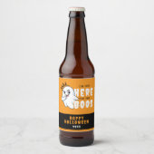 Halloween Funny Ghost Pun Just Here for the Boos ビールラベル (正面)