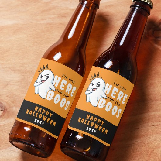 Halloween Funny Ghost Pun Just Here for the Boos ビールラベル