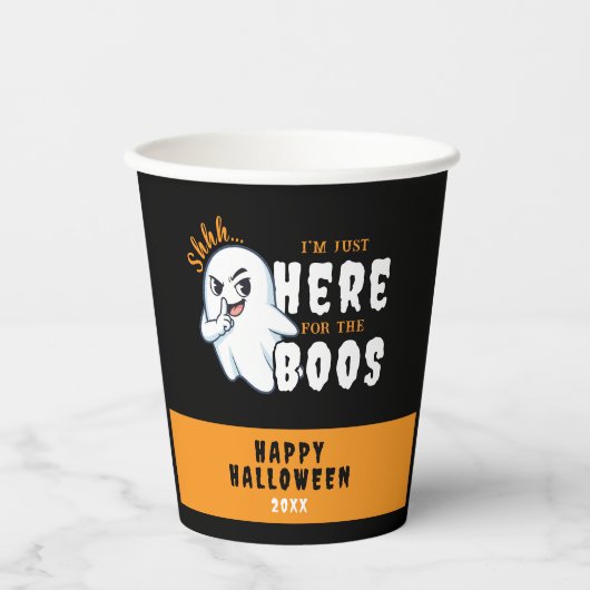Halloween Funny Ghost Pun Just Here for the Boos 紙コップ (正面)