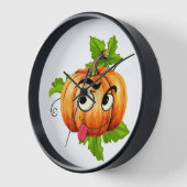 Halloween Funny Pumpkin Face 壁時計 (傾斜)