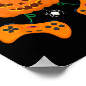 Halloween Funny Pumpkin Jack O Lantern Video Gamer ポスター (角)