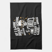 Halloween Funny Sarcastic Dead Inside キッチンタオル (縦)