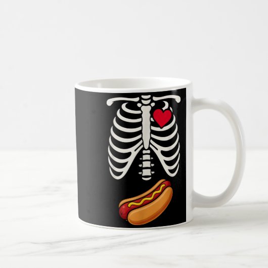 Halloween Funny Skeleton Ribcage Hotdog Food Lover コーヒーマグカップ (右)