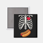 Halloween Funny Skeleton Ribcage Hotdog Food Lover マグネット (正面/裏面)