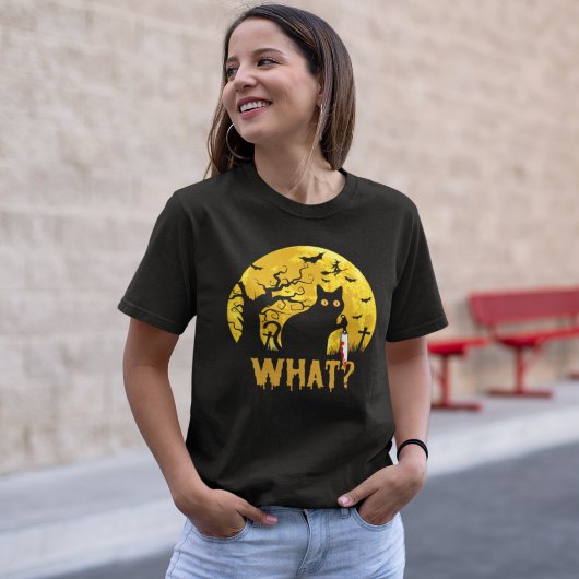 Halloween Gato Negro What? Tシャツ