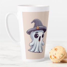 Halloween: Geist mit Hut - カフェラテマグ