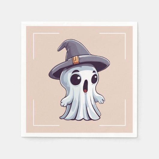 Halloween: Geist mit Hut -  スタンダードカクテルナプキン (正面)