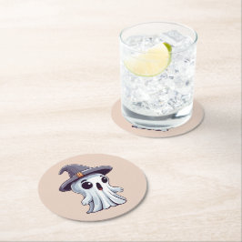 Halloween: Geist mit Hut -  ラウンドペーパーコースター