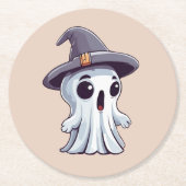 Halloween: Geist mit Hut -  ラウンドペーパーコースター (正面)