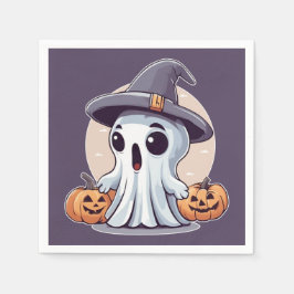 Halloween: Geist mit Kürbissen -  スタンダードカクテルナプキン