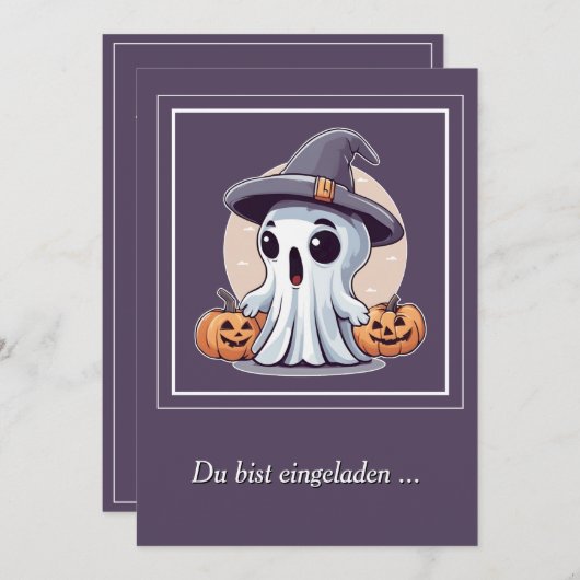 Halloween: Geist mit Kürbissen - 招待状 (正面/裏面)