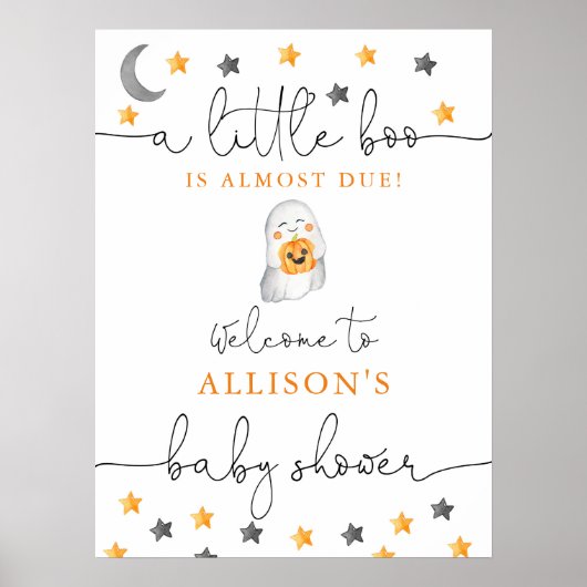 Halloween gender neutral baby shower welcome sign ポスター (正面)