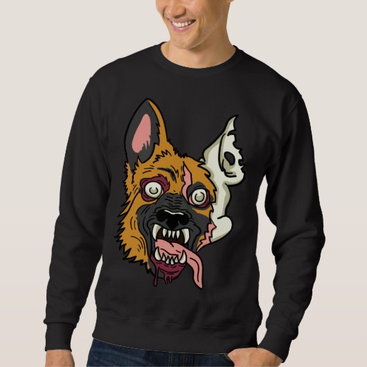 Halloween German Shepherd Dog Zombie Monster スウェットシャツ (正面)