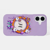 Halloween Ghost and Candy Wreath in Purple iPhone 16ケース (裏面横)