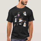 Halloween Ghost Black Cat Reading Book Costume Tシャツ (正面)