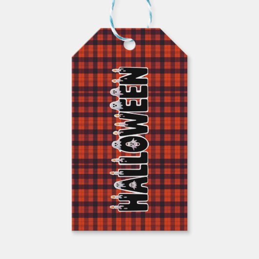 Halloween Ghost Candle Lettering ギフトタグ (正面)