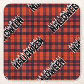 Halloween Ghost Candle Lettering スクエアペーパーコースター (正面)