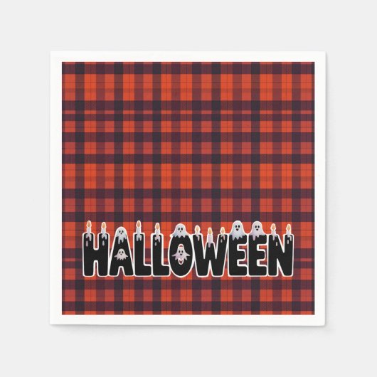 Halloween Ghost Candle Lettering スタンダードカクテルナプキン (正面)