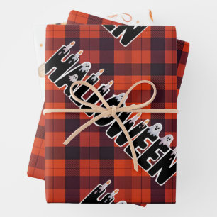 Halloween Ghost Candle Lettering ラッピングペーパーシート