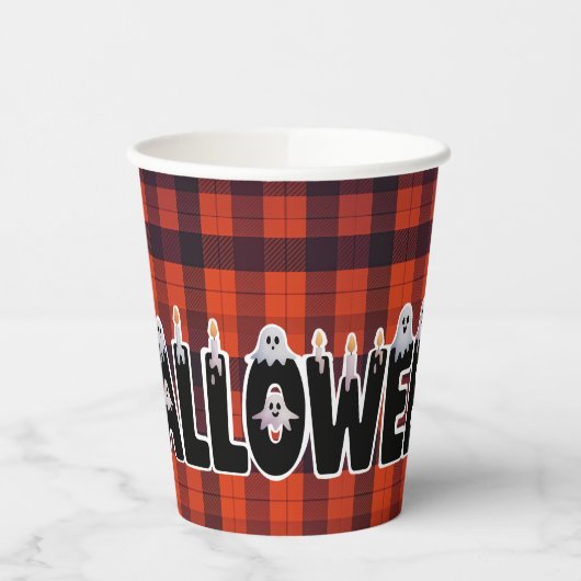 Halloween Ghost Candle Lettering 紙コップ (左)